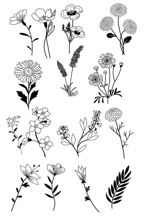 Wildflower svg, Wildflowers Bundle, Field flowers, Flower Border, Minimalist Flowers, Wild flower Clipart, Cut Files, Meadow Flowers svg Single Wildflower Drawing, Wildflower Bundle Drawing, Meadow Flowers Drawing, Wild Flower Drawing Simple, Wild Flowers Drawing Sketch, Wild Flower Sketch, Wild Flower Tattoos, Wildflower Sketches, Wildflower Line Drawing