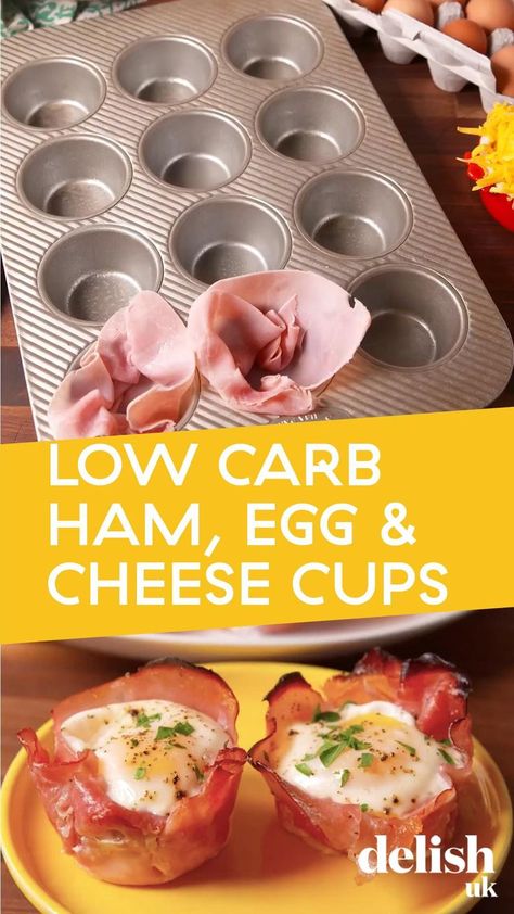 Ham Egg And Cheese Cups, Egg And Cheese Cups, Cheese Cups, Egg Cheese, Egg And Cheese, Ham Cheese, Keto Recipes Dinner, Muffin Tins, Low Carb Breakfast