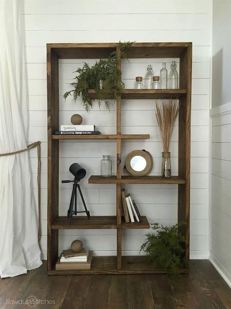 This shelf is perfect for any space, literally!  Whether you need to fill a wide space or a tall space, this unit has you covered. It is designed so that is can be rotated to fit your needs. Get the free DIY plans by @coreydecker at buildsomething.com Open Back Bookcase, Rotating Bookcase, Diy Shelves Ideas, Rotating Shelf, Shelf Units, Open Bookshelves, Home Decor Colors, Regal Design, Open Bookcase