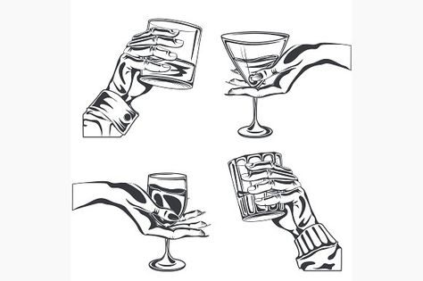 Male Female hand Graphics Male and Female hand holding glass alcohol drink whiskey, wine, vermouth, gin. Hand-drawn design ele by ARTYuSTUDIO Wine Glass Drawing, Wine Glass Tattoo, Woman Hands, Hand Drawing Reference, Hands Holding, Male Hands, Vermouth, Hand Holding, Free Graphics