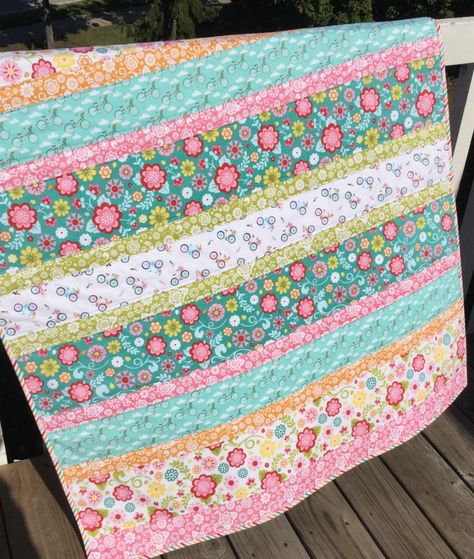 Baby Girl Quilt Patterns Free Easy, Jelly Roll Baby Quilt Patterns Free, Quick Baby Quilts Patterns Free, Baby Girl Quilts Patterns Free, Strip Quilt Patterns Easy, Classy Quilts, Strip Quilts Ideas, Easy Baby Quilt Patterns Free, Jelly Roll Quilt Patterns Free Easy