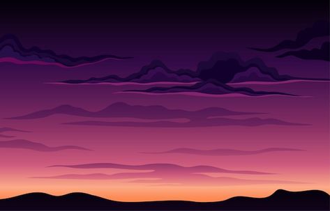 Vector purple evening sky with black clo... | Premium Vector #Freepik #vector Sky Silhouette, Sky Vector, Sky Mountain, Black Clouds, Mountain Wallpaper, Evening Sky, Purple Sky, Purple Backgrounds, Drawing Base