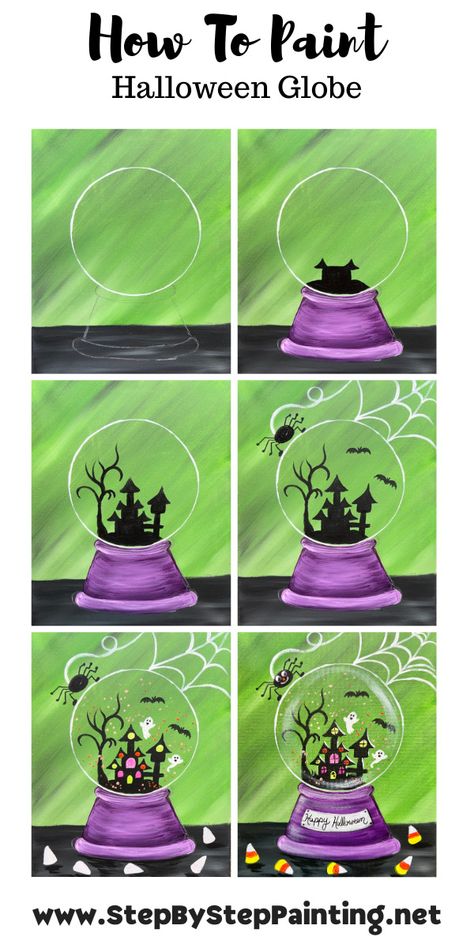 "Halloween Globe" - Acrylic Painting Tutorial Art Tips Ibis Paint, Digital Art Tips Ibis Paint, Halloween Globe, Digital Art Tips, Fall Lunch, Halloween Canvas Paintings, Halloween Canvas Art, Fall Canvas Painting, Easy Acrylic Painting