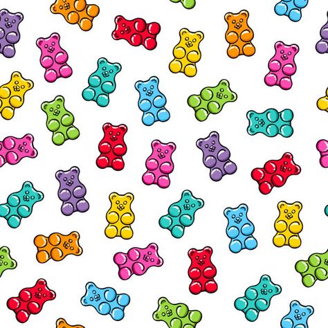 Gummy Bear Cartoon, Bear Cartoon Drawing, Gummy Bear Pattern, Sweets Background, Gummy Bear Art, Baking Wallpaper, Gummy Jelly, Gummi Bears, Jelly Bears