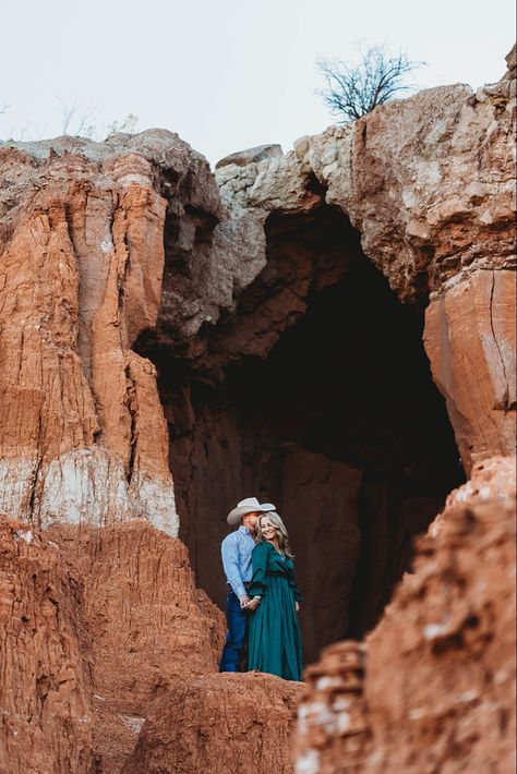 Palo Duro Canyon Engagement Photos, Canyon Engagement Photos, Honorary Bridesmaid, Dress Holder, Destination Engagement, Photos Inspo, Desert Sunset, Cute N Country, Engagement Photo Outfits