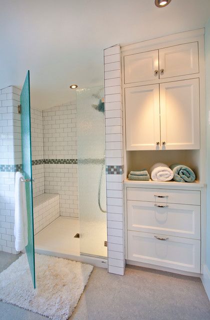 Beaumont Shower Room - Traditional - Bathroom - Portland - by Mac-Bo | Houzz Bathroom Greige, Greige Bathroom, Shower Flooring, Bathroom Exterior, Flooring Bathroom, Grey Vanity, Marble Light, Bathroom Closet, Diy Bathroom Remodel