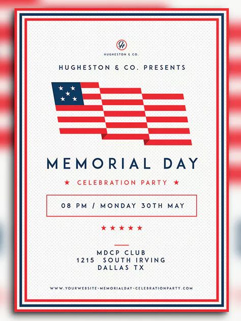 Memorial Day Social Media Posts, Memorial Day Email Design, Memorial Day Graphic Design, Memorial Day Design, Murph Challenge, Memorial Day Flyer, Day Party Flyer, Memorial Day Party, Holiday Marketing