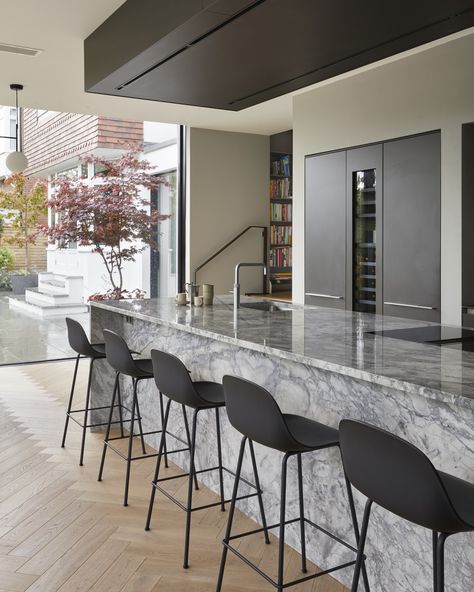 Statement Stone 🖤 Kitchen islands don't all need to look the same. In fact, we ensure we understand exactly how you intend to use it before creating the design with you. This bulthaup kitchen island is wrapped in a book-matched statement stone and is a centre point for family and friends to come together. Save this post for your future kitchen island inspiration. 📸: @darrenchung74⁠ ⁠ #kitchenisland #kitchenislands #kitchenislanddesign #kitchenislanddecor #kitchenislandideas #bulthaup #bulth... Kitchen Island Inspiration, Stone Kitchen Island, Bulthaup Kitchen, Kitchen Architecture, Kitchen Island Decor, Future Kitchen, Stone Kitchen, Center Point, Kitchen Island Design