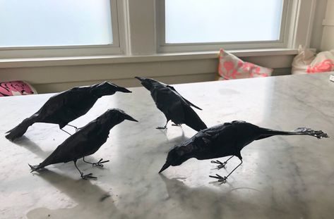 For Halloween, Make a Murder of Crows...from Newspaper! — super make it Crows And Ravens, Group Of Crows, Raven Decor, Crows Ravens, Acrylic Craft Paint, Halloween Make, Samhain, Crows, Ravens