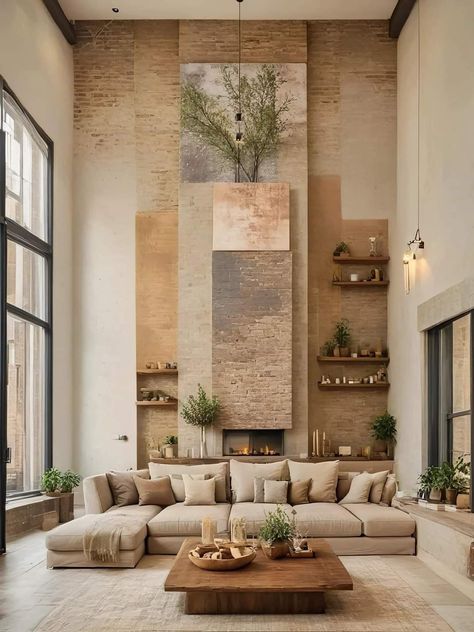 Living Room Accent Wall Ideas, Room Accent Wall Ideas, Japandi Living Room Design, Sitting Room Interior Design, Japanese Style Living Room, Living Room Accent Wall, Chimney Decor, Modern Industrial Living Room, Luxury Living Room Inspiration