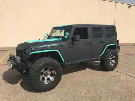 Jeep Rubicon. Black and Teal. Jeep Life. Off Road. Sexy Jeep. Flat Black. Teal Jeep, Overland Suv, Man Eater, Blue Jeep, Jeep Ideas, Jeep Wrangler Accessories, Black Jeep, Wrangler Accessories, Car Wheels Rims