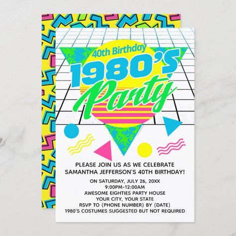 Colorful Geometric 1980s 80s 40th Birthday Party Invitation - tap/click to get yours right now! #Invitation #80s #party, #birthday #1980s, #retro, 80s Birthday Party, Eighties Party, 80s Birthday, 80s Birthday Parties, Dance Party Birthday, 40th Birthday Party Invites, Halloween Birthday Invitations, 21st Birthday Invitations, 40th Birthday Party