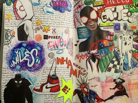 #sketch #comic #comicbookart #spiderman Spiderman Sketchbook Page, Comic Ideas Sketches, Spiderverse Graffiti, Miles Morales Drawing Sketches, Miles Sketchbook, Spiderman Sketchbook, Comic Book Sketches, Art Side Profile, Red Conceptual