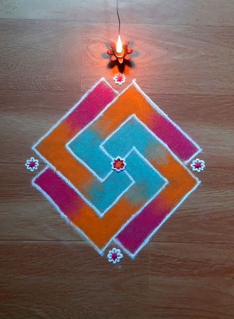 6*6 rangoli 💕#rangoli Bhaubij Rangoli Designs, Simpal Rangoli Image, Swastik Rangoli Designs Easy, Short Rangoli Designs, Baras Rangoli, Simpal Rangoli Designs, Simple Rangoli Ideas, Swastik Rangoli Designs, Easy Rangoli Designs For Beginners