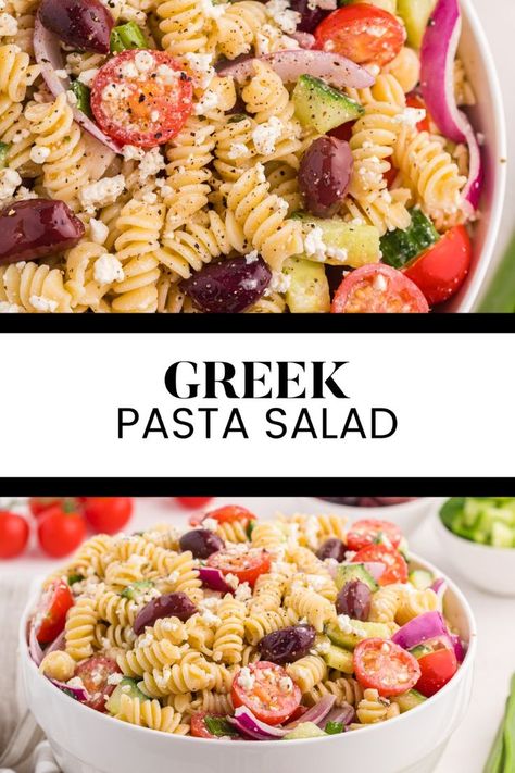 Summer Bbq Side Dishes, Cucumber Pasta Salad, Grape Salad Recipe, Bbq Side Dish, Greek Pasta Salad Recipe, Feta Pasta Salad, Tomato Pasta Salad, Greek Pasta Salad, Mediterranean Pasta Salads