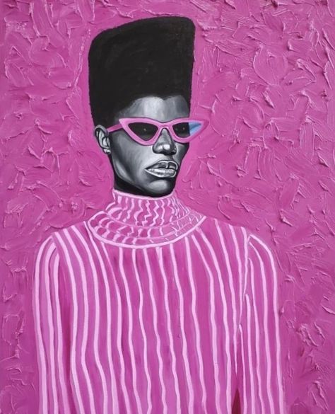 "Pink Matter" Oil on Canvas 101.6cm x 76.2cm 2020 Artist: Otis Kwame Kye Quaicoe @otis_quaicoe #otisquaicoe Afrocentric Aesthetic, Afro Surrealism, Pink African Print, Contemporary African Art, Artwork Ideas, Black Art Painting, Winter 23, Dark Skin Beauty, Visual Media