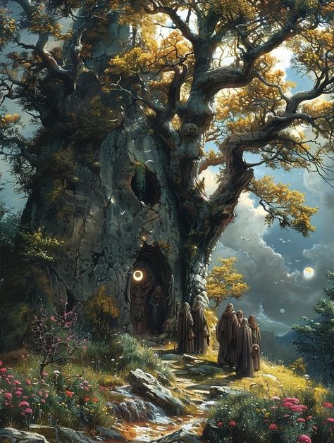 Middle-earth Fantasy Earth, Fantasy Dwellings, Fantasy Worlds, Abandoned Castles, Giant Tree, Eyeliner Styles, Chique Outfits, Beautiful Rooms, Fantasy Pictures