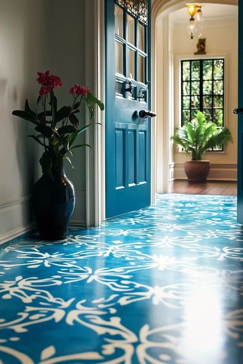 "Make your floors a work of art with a DIY Stenciled Floor! 🖌️🏡 #DIYDecor #FloorDesign #StencilingIdeas" Painted Plywood Floors, Painted Wooden Floors, Painted Wood Floors, Floor Painting, Creative Flooring, Plywood Flooring, Stenciled Floor, Wooden Floors, Painting Furniture