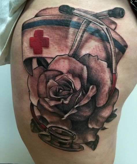 Nursing Tattoo, Nursing Tattoos, Western Sleeve, Classy Tattoos For Women, Inspo Tattoo, Thigh Sleeve, Operating Room Nurse, Nurse Tattoo, Ink Therapy