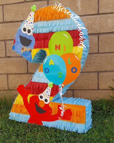 Sesame Street Pinata Ideas, Elmo Backdrop Ideas, Elmo Birthday Party Backdrop, Elmo Pinata Number 2, Elmo Pinata, Sesame Street Birthday One Piece & Sets, Sesame Street, 4th Birthday, Baby Shower Decorations