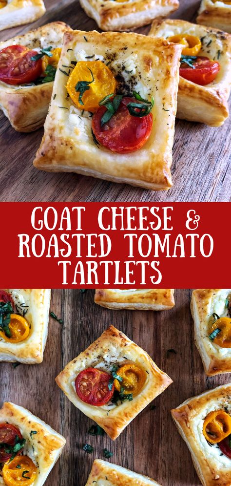 Puff Pastry Tartlets, Tomato Puff Pastry, Puff Pastry Recipes Appetizers, Puff Pastry Tarts, Puff Pastry Appetizers, Pastry Appetizer, Goat Cheese Recipes, Savory Tart, Pastry Tart