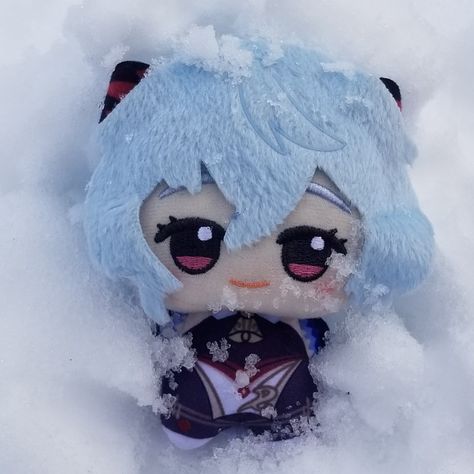 Plush Ganyu from Genshin Impact in the snow Ganyu Skin, Ganyu Plush, Ganyu Wallpaper, Ganyu Art, Ganyu Pfp, Gan Yu, Genshin Plushies, Ganyu Icon, You Want Me