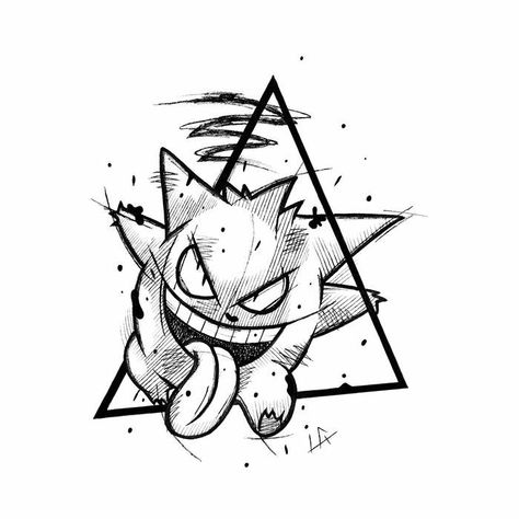 Gengar Sketch, Gengar Tattoo, Pikachu Tattoo, Gamer Tattoos, Gengar Pokemon, Pokemon Sketch, Geek Tattoo, Pokemon Tattoo, Tattoo Design Book