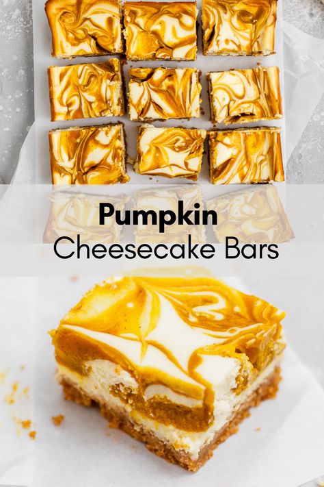 Swirled Cheesecake, Pumpkin Swirl Cheesecake, Rich Cheesecake, Cheesecake Squares, Pantry Recipes, Swirl Cheesecake, Pumpkin Cheesecake Bars, Homemade Breads, Cheesecake Bar Recipes