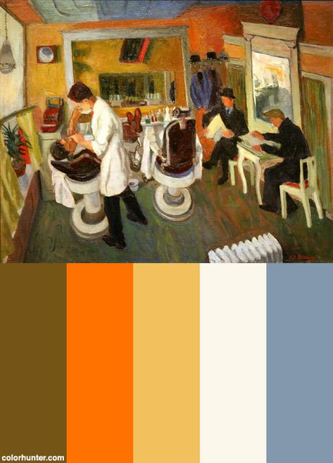 In The Barber Shop Color Scheme from colorhunter.com The Barber, Sweeney Todd, Barber Shop, Color Scheme, Color Schemes, Color Palette, Retro Vintage, Magazine, Interior Design