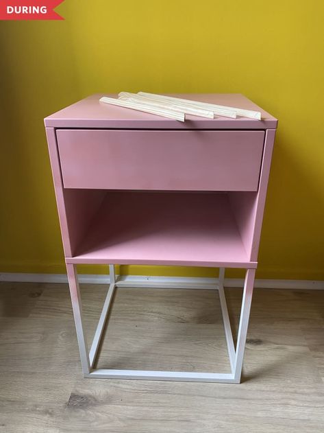 DIY IKEA VIKHAMMER Nightstand IKEA Hack | Apartment Therapy Ikea Vikhammer Nightstand, Vikhammer Nightstand, Ikea Vikhammer, Floating Nightstand Diy, Ikea Hack Nightstand, Nightstand Ikea, Nightstand Diy, Pink Nightstands, Ikea Nightstand