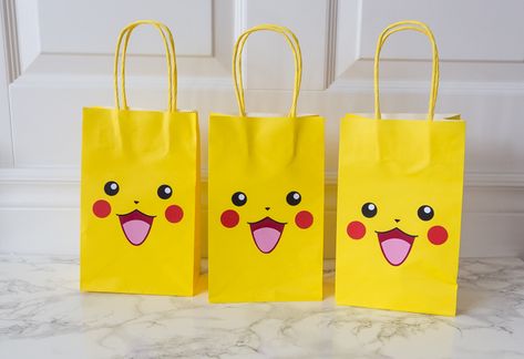 Pikachu Party bags and a free template | NeliDesign Pokemon Party Ideas, Pokemon Favor, Pokemon Party Favors, Pikachu Party, Pokemon Balloons, Pokemon Party Decorations, Pokemon Decor, Pokemon Hat, Pikachu Pikachu