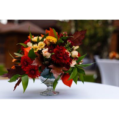 Features:Spefications:Dimensions:Assembly:Warranty: Size: 32" H x 48" W x 1.25" D | Ebern Designs Beautiful Flower Metal in Green / Red / Yellow, Size 32.0 H x 48.0 W x 1.25 D in | Wayfair | Home Decor Fall Floral Centerpieces, Winter Floral Arrangements, Blue Centerpieces, Memorial Flowers, Fall Arrangements, Diy Wedding Flowers, Beautiful Flower Arrangements, Wedding Flower Arrangements, Flower Canvas