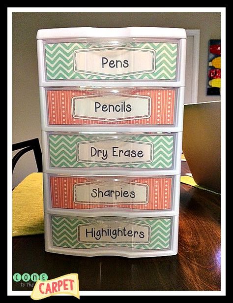 Classroom Freebies Too: 5 Drawer Mini Sterilite Organizing Labels Drawer Labels, Stationary Organization, Class Organization, Classroom Freebies, Organizing Labels, Dollar Store Organizing, Office Crafts, Teacher Organization, Craft Room Office