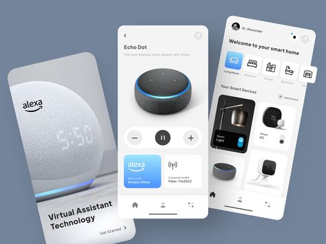 Alexa Smart Home Mobile App by Ladan Shapoorzadeh Alexa Smart Home, Ui Design Mobile, Smart System, Alexa App, App Interface, Smart Speaker, App Ui Design, Ui Inspiration, Screen Design