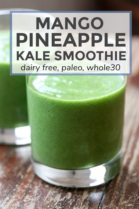 Whole 30 Smoothies, Pineapple Kale Smoothie, Smoothie Pineapple, Kale Kale, Kale Smoothie Recipes, Green Detox Smoothie, Mango Pineapple, Dairy Free Paleo, Snack Prep