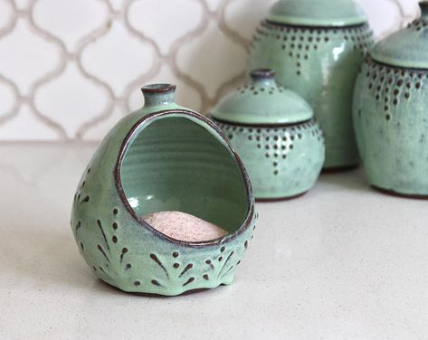 Salt Pig, Modern Farmhouse Home Decor, Modern Farmhouse Home, Rustic Pottery, Pottery Workshop, Farmhouse Home Decor, Salt Cellar, Ceramics Ideas Pottery, Red Clay