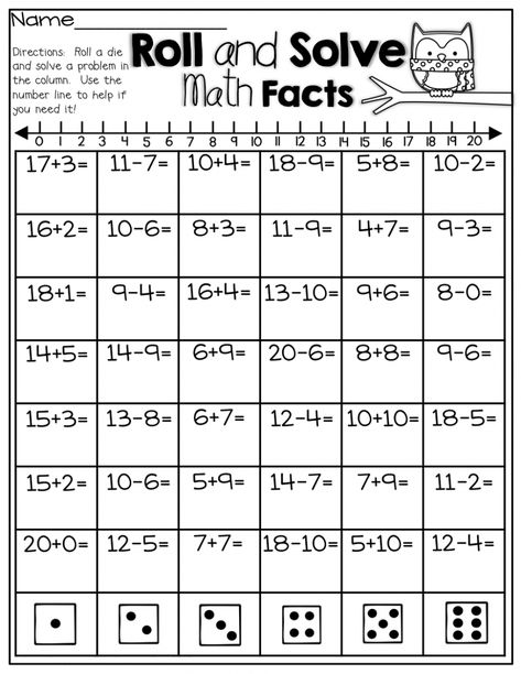 Free Basic Math Worksheets All Skills | Learning Printable Free Basic Math Worksheets All Skills Math Fact Worksheets, Math Fact Fluency, Math Intervention, Roll The Dice, Second Grade Math, Math Addition, Math Methods, Simple Math, Mental Math