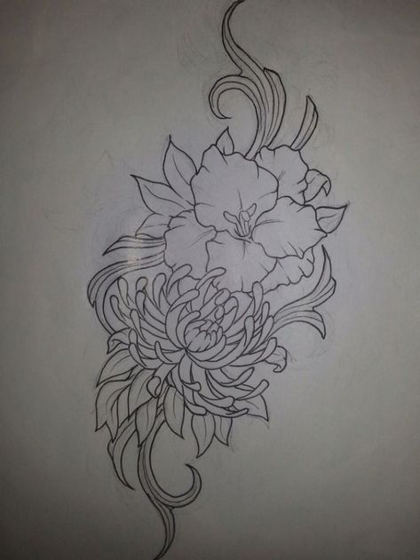 Crysanthemum Tattoo Design Arm, November And August Flower Tattoo, Gladiolus And Chrysanthemum Tattoo, August And November Birth Flower Tattoo, November Birth Flower Tattoo, Month Tattoos, Birth Tattoo, August Flower, Gladiolus Tattoo