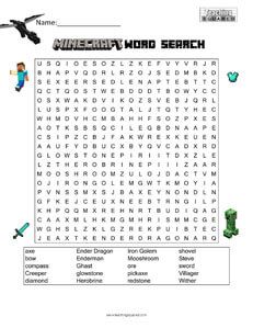 Minecraft Word Search Free Printable, Minecraft Word Search, Minecraft Worksheets, Minecraft Classroom, Minecraft Printable, Minecraft Activities, Minecraft School, Escape The Room, Minecraft Printables