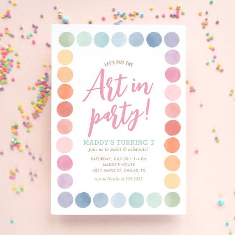 Rainbow Art Birthday Party Invitation #zazzle #weddinginvitations #birthdayinvitations #babyshowerinvitations #zazzleinvitations #monogram #businesscards #graduation #homedecor Rainbow Art Painting, Art Birthday Party Invitations, Party Painting, Painting Birthday Party, Rainbow Birthday Invitations, Painting Birthday, Art Birthday Party, Birthday Party Invitation Templates, Invite Friends