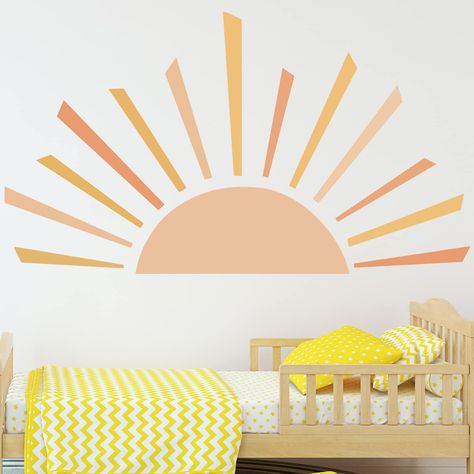 Boho Headboard, Half Sun, Sun Sticker, Playroom Classroom, Kids Sun, Nursery Watercolor, Classroom Wall Decor, Scandinavian Nursery, Diy Bebe