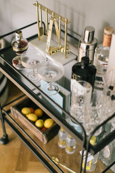 Bar Cart Inspo, Bar Cart Design, Gold Bar Cart, Hendricks Gin, Gin Bottle, Gin Bar, Bar Cart Styling, Edwardian House, Bar Cart Decor