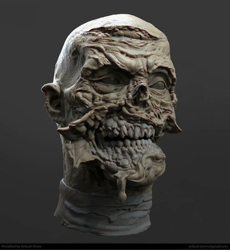 Base Refrences, Zombie Sculpture, Gore References, Great Unclean One, Cursed Aesthetic, Concept Art Reference, Zombie Cartoon, Arte Zombie, Zombie Head