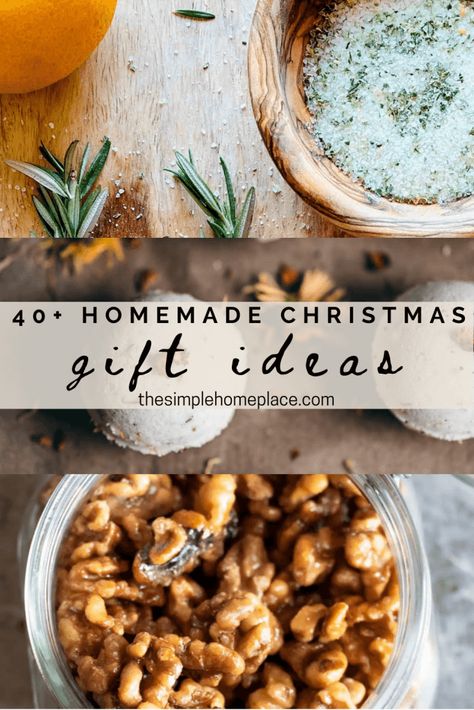 40 + Homemade Christmas Gift Ideas - The Simple Homeplace Cheap Gifts To Make For Christmas, Cheap Diy Stocking Stuffers, Home Made Food Gifts Christmas, Homemade Unique Gifts, Bulk Homemade Christmas Gifts, Cant Afford Christmas Gifts, Christmas Snack Box Gift, Best Homemade Gift Ideas, Classy Homemade Christmas Gifts