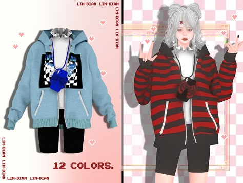 The Sims Resource - Thick coat and hanging phone Sims 4 Emo Jewelry Cc, Sims 4 Female Shirts Cc, Sims 4 Masc Female Cc, Sims 4 Unisex Clothes, Sims 4 Cc Onesie, Sims 4 Punk Clothes, Female Clothes Sims 4, Sims 4 Japanese Cc Clothes, Sims 4 Cc Kawaii Clothing