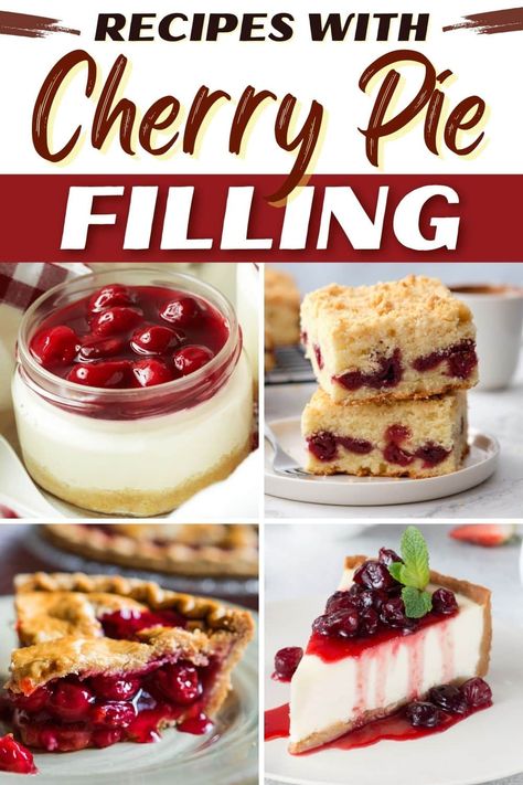 Try these recipes with cherry pie filling for desserts no one can resist! Enjoy making bars, pies, cakes, and so much more! Recipe With Cherry Pie Filling, Easy Dessert Recipes Using Cherry Pie Filling, Things To Make With Cherry Pie Filling, What To Make With Cherry Pie Filling, Recipes Using Pie Filling, Desserts With Cherry Pie Filling, Recipes With Cherry Pie Filling, Canned Cherry Pie Filling Recipes, Cherry Filling Recipes