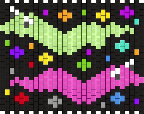 Kandi Patterns for Kandi Cuffs - Characters Pony Bead Patterns Kandi Choker Pattern, Kandi Stitches, Multi Stitch Kandi Cuff Pattern, Kandi Charm Patterns, Kandi Diy, Kandi Flower, Rave Light, Kandi Mask, Kandi Cuff Patterns