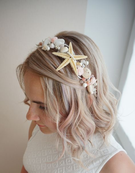 Free Shipping Beach Bridal Tiara,Wedding Shell Headpiece,Pearl Starfish Crown,Wedding Accessories,Mermaid Hair,Flower girl tiara,Shell crown by CyShell on Etsy Beach Wedding Tiara, Seashell Headpiece, Beach Bridal Hair, Seashell Tiara, Mermaid Headpiece, Seashell Headband, Beach Wedding Hair Accessories, Shell Crowns, Blue Wedding Hair