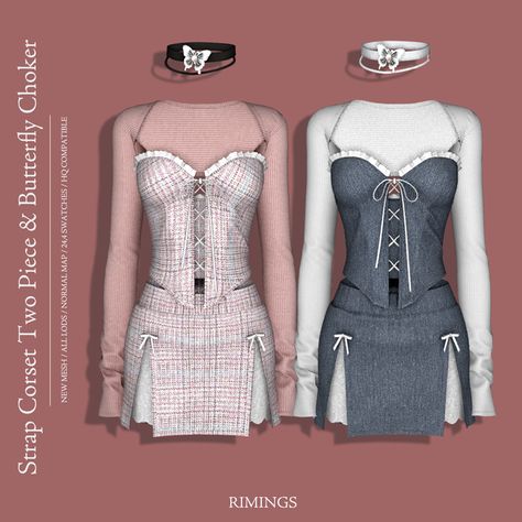 [RIMINGS] Strap Corset Two Piece & Butterfly Choker | Patreon Sims 4 Rimmings, Corset Sims 4 Cc, Sims 4 Cc Choker, Sims 4 Corset Cc, Sims 4 Cc Butterfly, The Sims 4 Rimings, Rimings Sims 4, Rimings Sims 4 Cc, Sims 4 Cc Patreon Accessories