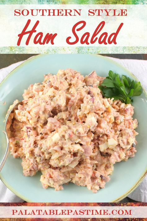 Southern Style Ham Salad makes  great use of holiday  and Sunday  dinner leftovers as the perfect sandwich spread or cracker topper. via @suelau1 Southern Ham, Ham Salad Recipe, Spicy Ham, Ham Salad Recipes, The Perfect Sandwich, Best Salads Ever, Flexitarian Recipes, Perfect Sandwich, Sides Dishes